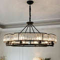 Decorative 6/ 8/ 10/ 12-Light Crystal Ceiling Chandelier Triangular Prism Island Light Fixture Metal Shade for Living Room-King Lamps