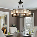Decorative 6/ 8/ 10/ 12-Light Crystal Ceiling Chandelier Triangular Prism Island Light Fixture Metal Shade for Living Room-King Lamps
