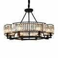 Decorative 6/ 8/ 10/ 12-Light Crystal Ceiling Chandelier Triangular Prism Island Light Fixture Metal Shade for Living Room-King Lamps