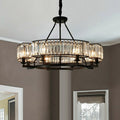 Decorative 6/ 8/ 10/ 12-Light Crystal Ceiling Chandelier Triangular Prism Island Light Fixture Metal Shade for Living Room-King Lamps