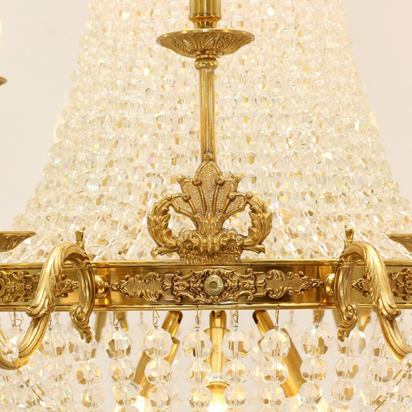 8/12/15 Lights Decorative Empire Brass Candles Crystal Chandelier Romantic Foyer Living Room Ceiling Light Fixture in Pure Copper Finish-King Lamps