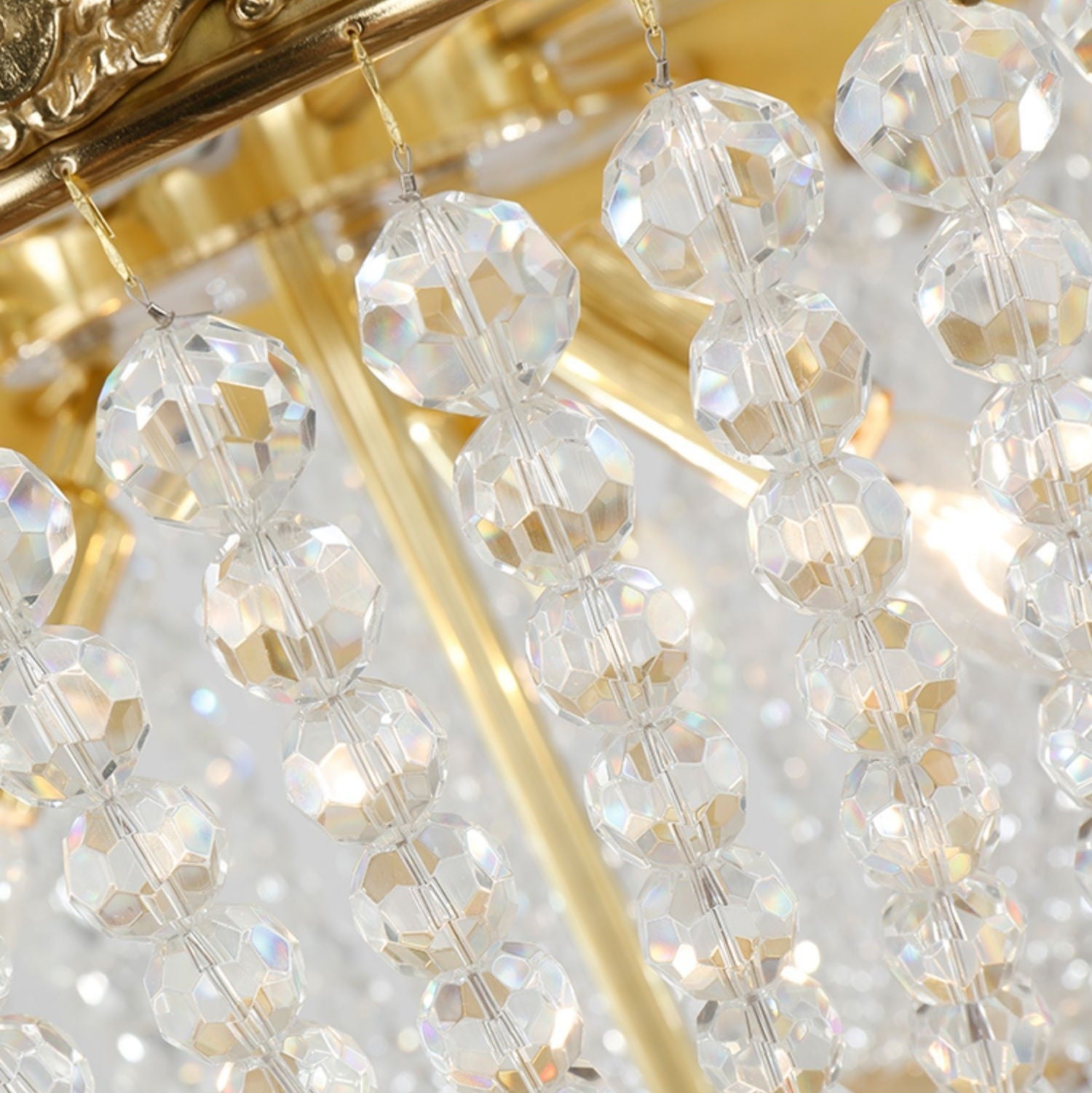 8/12/15 Lights Decorative Empire Brass Candles Crystal Chandelier Romantic Foyer Living Room Ceiling Light Fixture in Pure Copper Finish-King Lamps