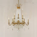 8/12/15 Lights Decorative Empire Brass Candles Crystal Chandelier Romantic Foyer Living Room Ceiling Light Fixture in Pure Copper Finish-King Lamps