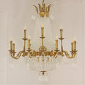 8/12/15 Lights Decorative Empire Brass Candles Crystal Chandelier Romantic Foyer Living Room Ceiling Light Fixture in Pure Copper Finish-King Lamps