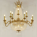8/12/15 Lights Decorative Empire Brass Candles Crystal Chandelier Romantic Foyer Living Room Ceiling Light Fixture in Pure Copper Finish-King Lamps