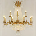 8/12/15 Lights Decorative Empire Brass Candles Crystal Chandelier Romantic Foyer Living Room Ceiling Light Fixture in Pure Copper Finish-King Lamps