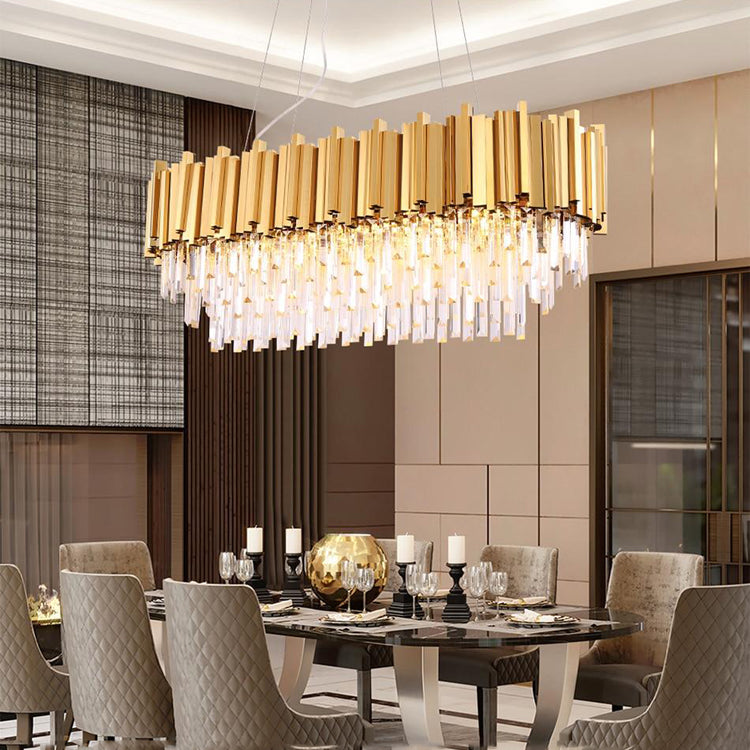 Elian Oval Crystal Chandelier-King Lamps