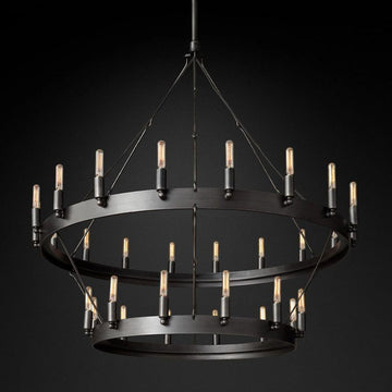 Camino Vintage Filament 2-Tier Round Chandelier 38‘’D - King Lamps
