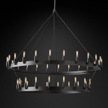 Camino Vintage Filament 2-Tier Round Chandelier 50‘’D - King Lamps