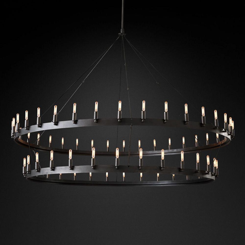 Camino Vintage Filament 2-Tier Round Chandelier 73‘’D - King Lamps