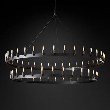 Camino Vintage Filament 2-Tier Round Chandelier 73‘’D - King Lamps