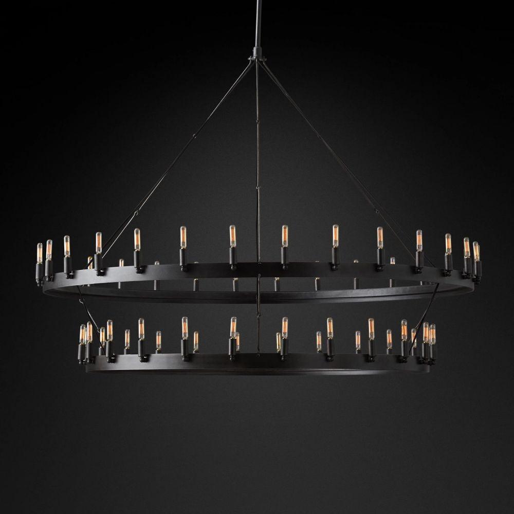 Camino Vintage Filament 2-Tier Round Chandelier 63‘’D - King Lamps