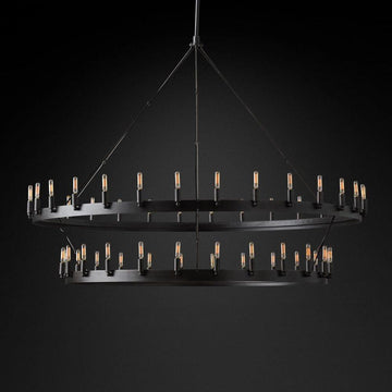 Camino Vintage Filament 2-Tier Round Chandelier 63‘’D - King Lamps