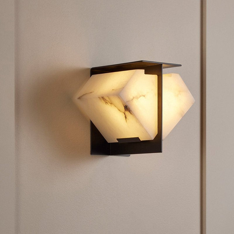 Folded Halo Alabaster Wall Sconce