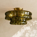 Amor 2-Tier Ghiaccio Glass Round Flushmount 18