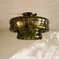 Amor 2-Tier Ghiaccio Glass Round Flushmount 18