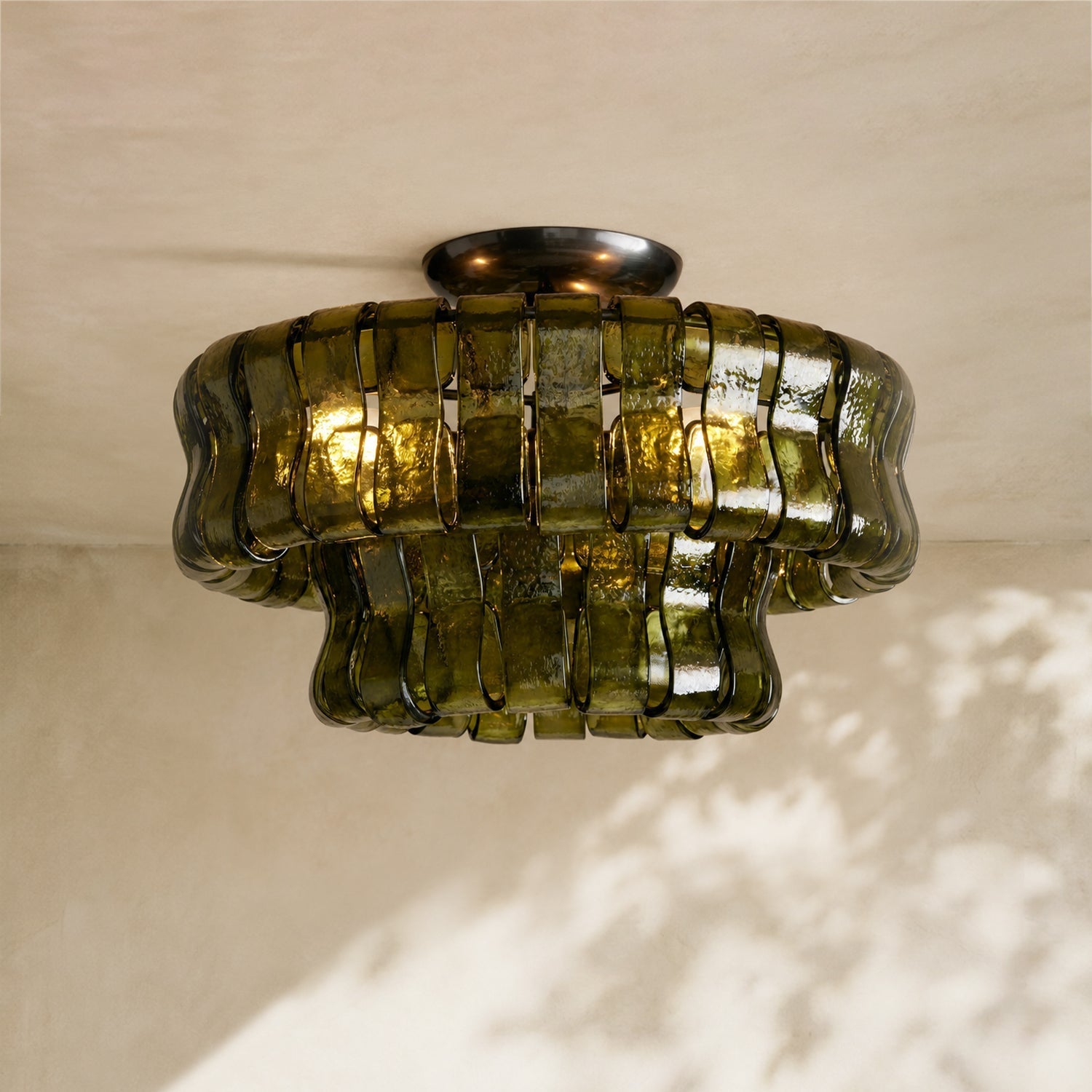 Amor 2-Tier Ghiaccio Glass Round Flushmount 18"