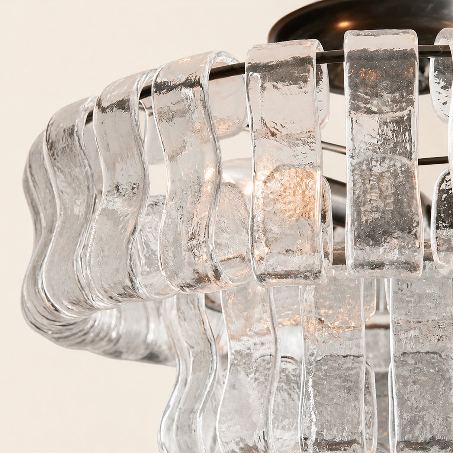 Amor 2-Tier Ghiaccio Glass Round Flushmount 18"