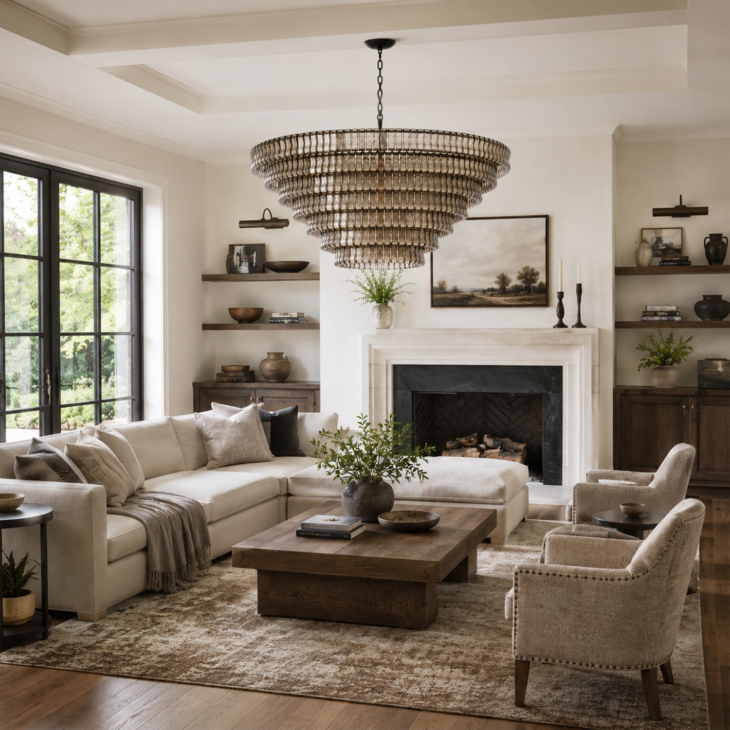 Amor 7-Tier Ghiaccio Glass Round Chandelier 60"