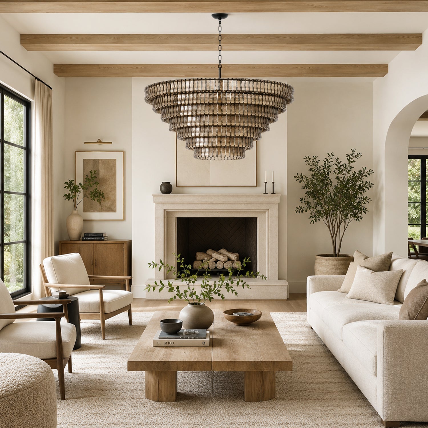 Amor 7-Tier Ghiaccio Glass Round Chandelier 60"