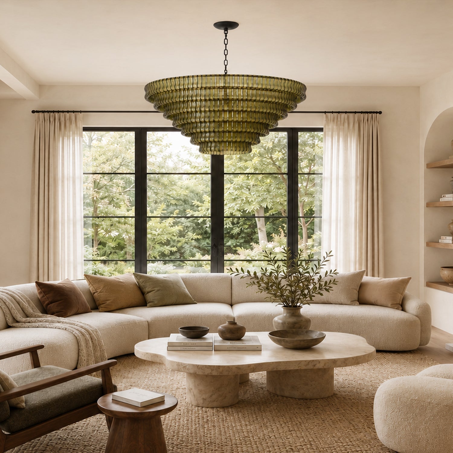 Amor 7-Tier Ghiaccio Glass Round Chandelier 60"