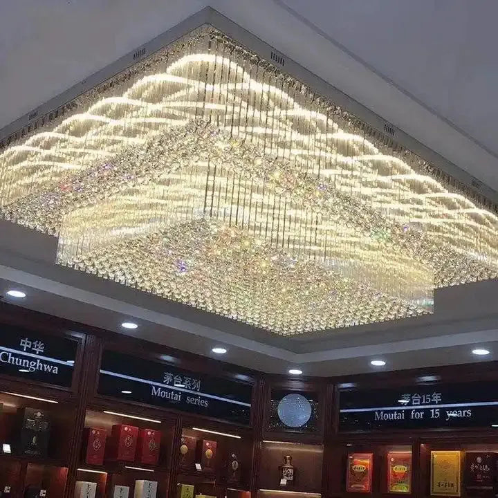 Modern Extra 2/3 Tiered Flush Mount Crystal Chandelier for Large Area - King Lamps