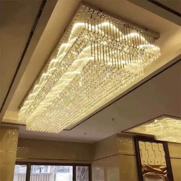Modern Extra 2/3 Tiered Flush Mount Crystal Chandelier for Large Area - King Lamps