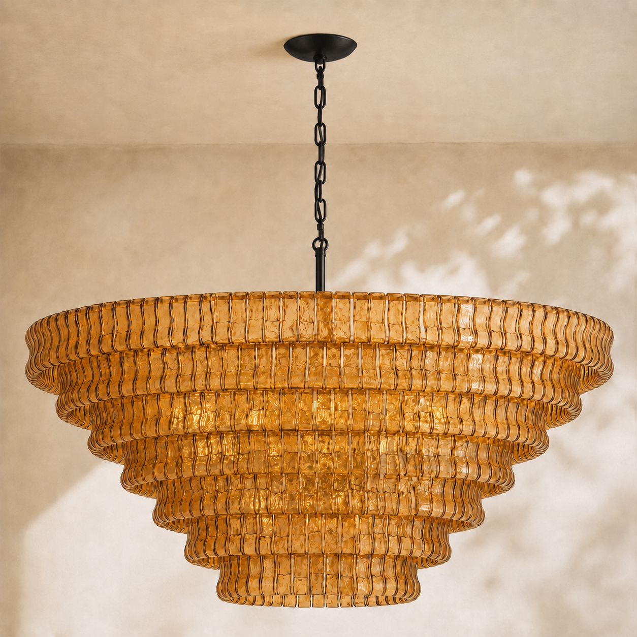 Amor 7-Tier Ghiaccio Glass Round Chandelier 60"