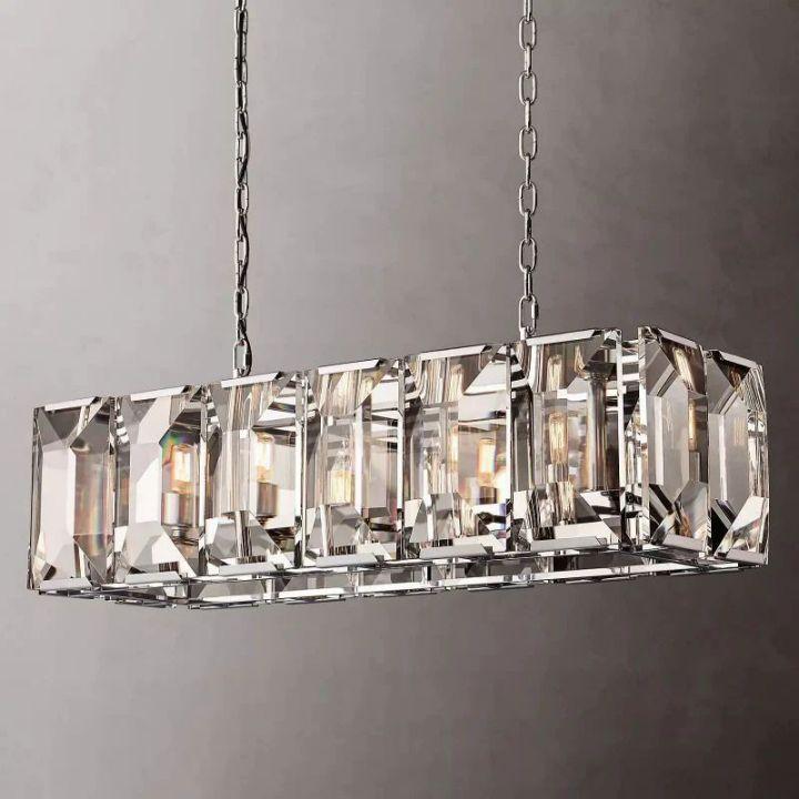 Harlow Crystal Rectangular Chandelier 42" - King Lamps