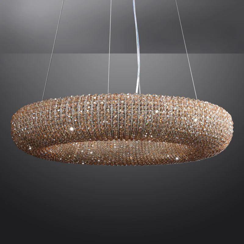 Halo Crystal Round LED Chandelier 32" - King Lamps
