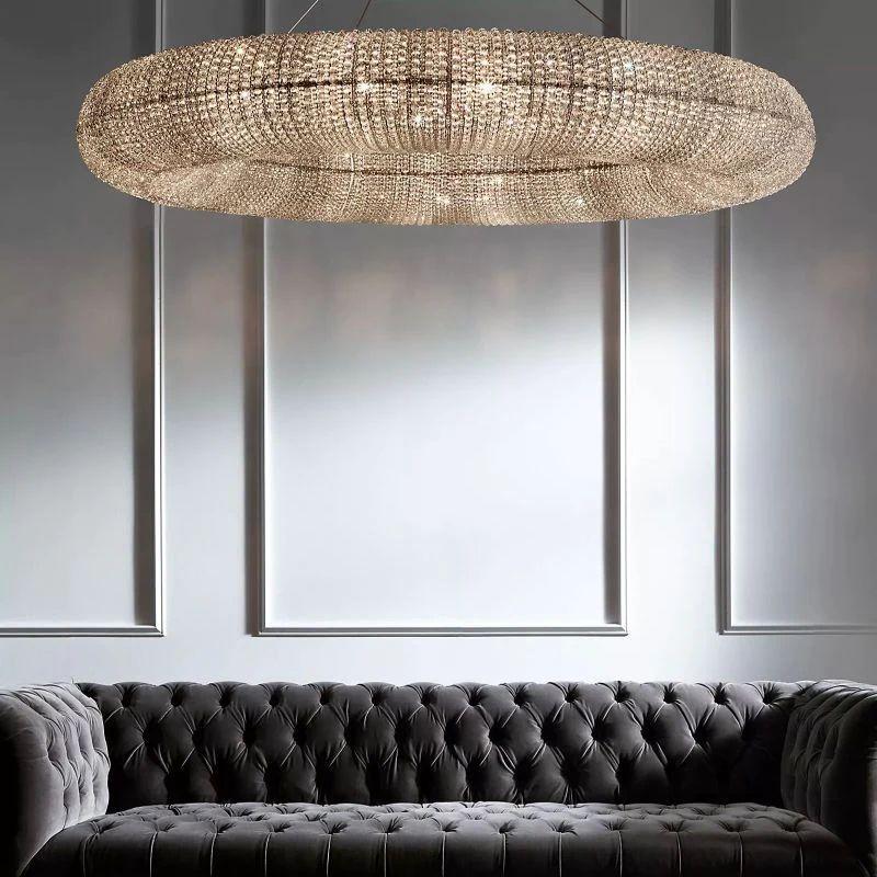 Halo Crystal Round LED Chandelier 59" - King Lamps