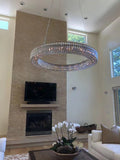 Oversized Modern Ring Pendant Light/Round Crystal Chandelier for Living/Dining Room/Bedroom-King Lamps