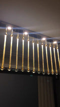 Foyer Glass Drops Pendant Chandelier Spiral Staircase High Ceiling Light Fixture In Gold Finish-King Lamps