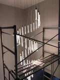 Foyer Glass Drops Pendant Chandelier Spiral Staircase High Ceiling Light Fixture In Gold Finish-King Lamps