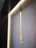 Foyer Glass Drops Pendant Chandelier Spiral Staircase High Ceiling Light Fixture In Gold Finish-King Lamps