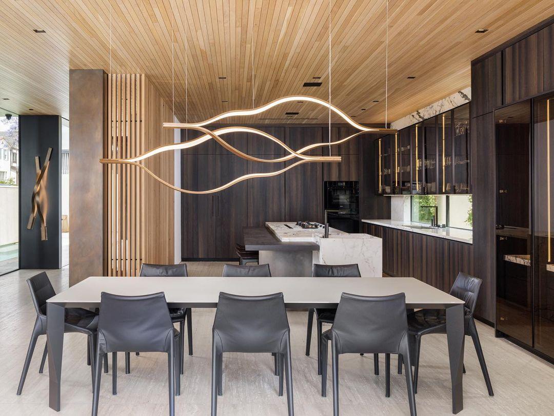 Modern Simple Brass Waving Chandelier for Living/Dining Room/Kitchen Island - King Lamps