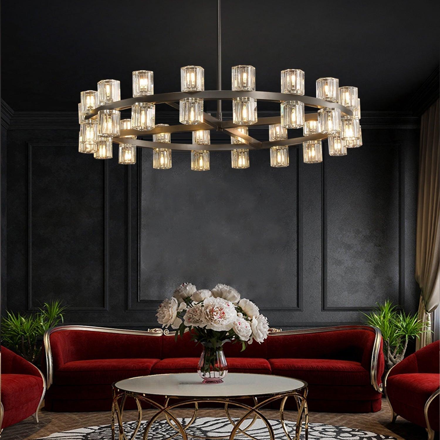 Arcachon Crystal Round Chandelier 36" - King Lamps