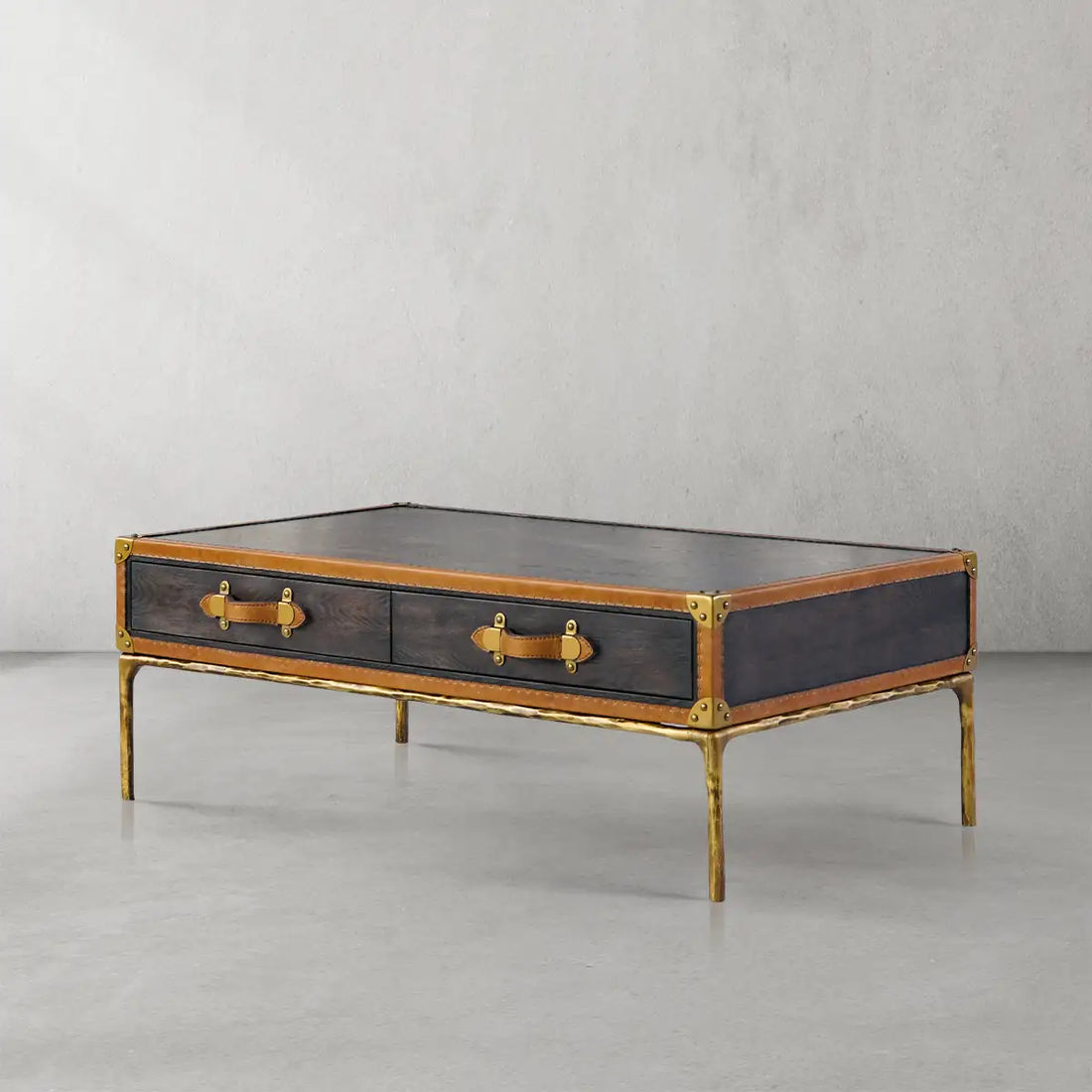 Thaddies Vintage Leather Square Coffee Table-Kinglamps