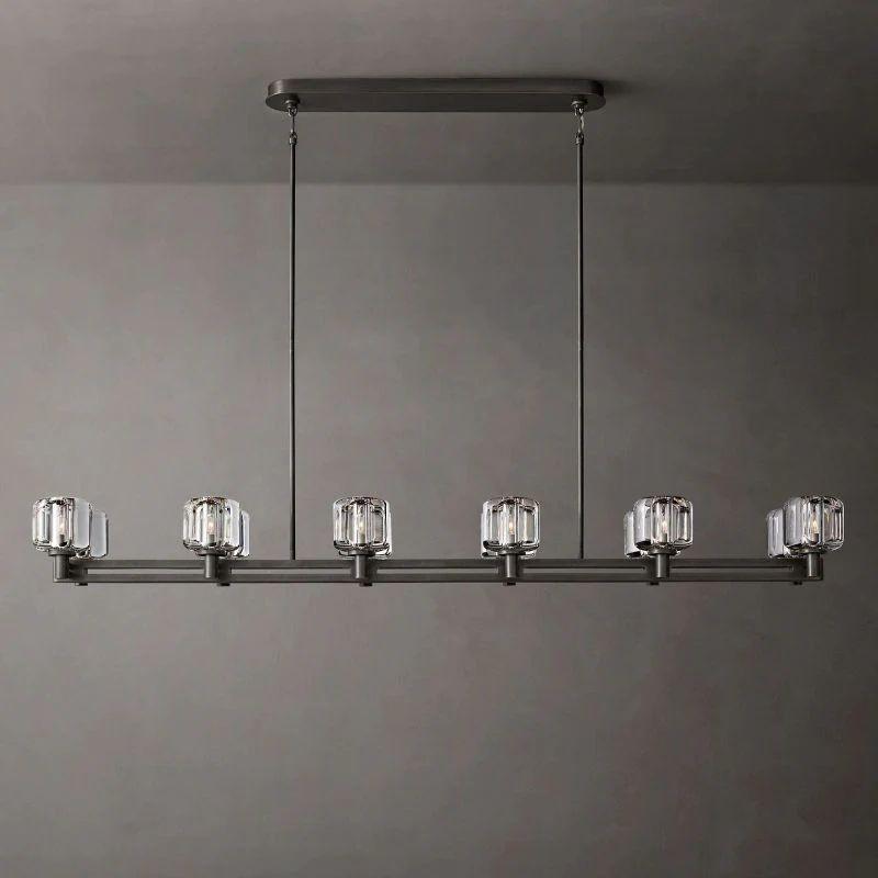 Demaret Crystal Double Linear Chandelier 72'' - King Lamps