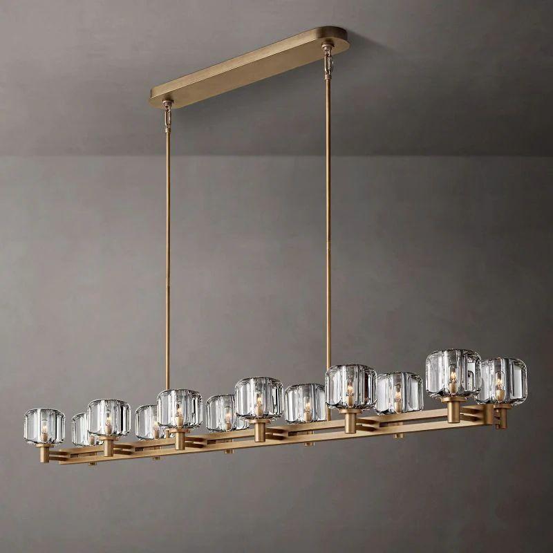 Demaret Crystal Double Linear Chandelier 72'' - King Lamps