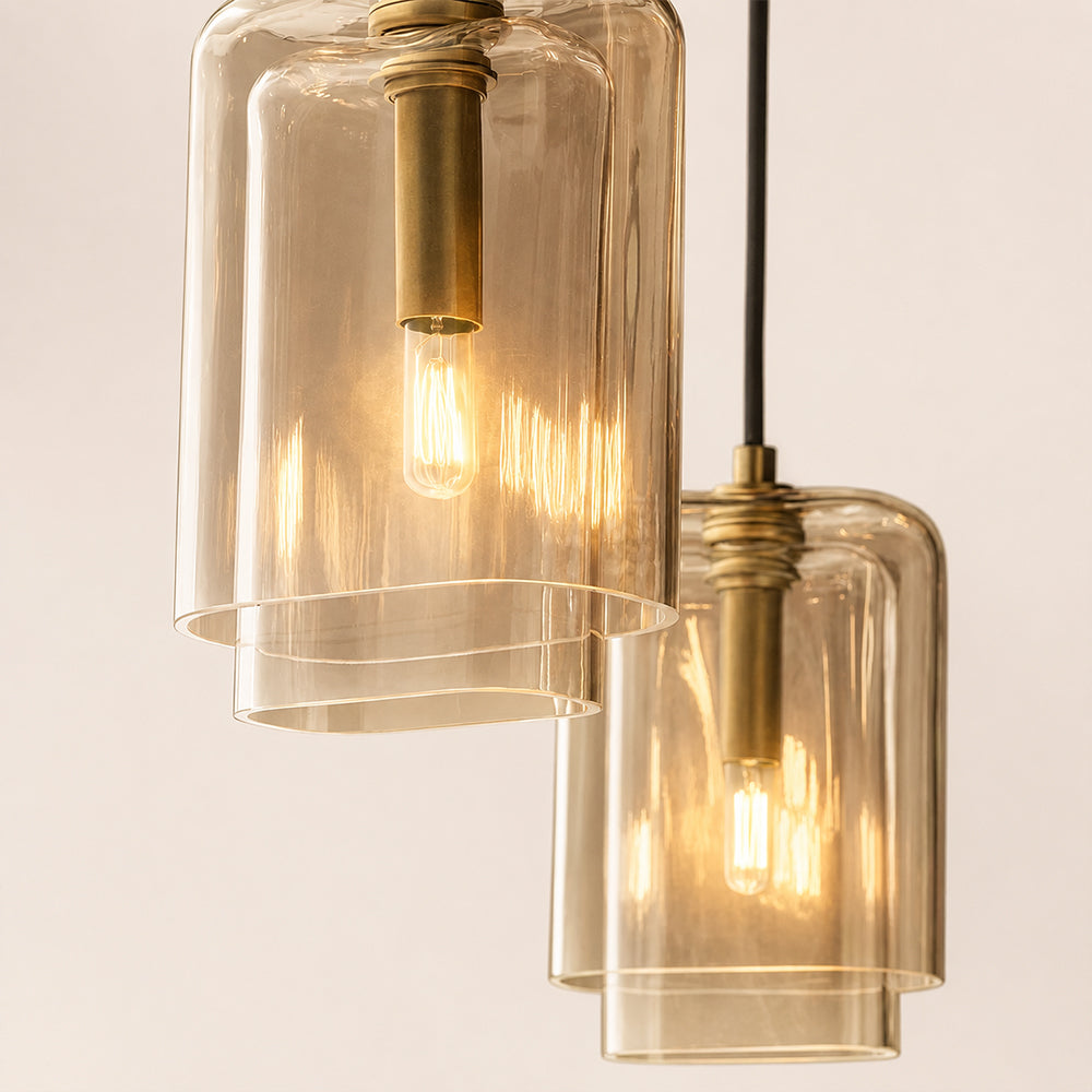 Lacore Amber Glass Cluster Chandelier