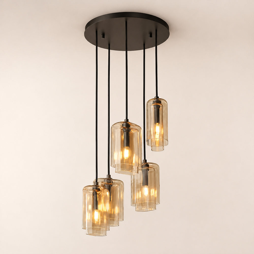 Lacore Amber Glass Cluster Chandelier