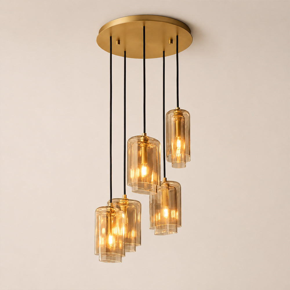 Lacore Amber Glass Cluster Chandelier