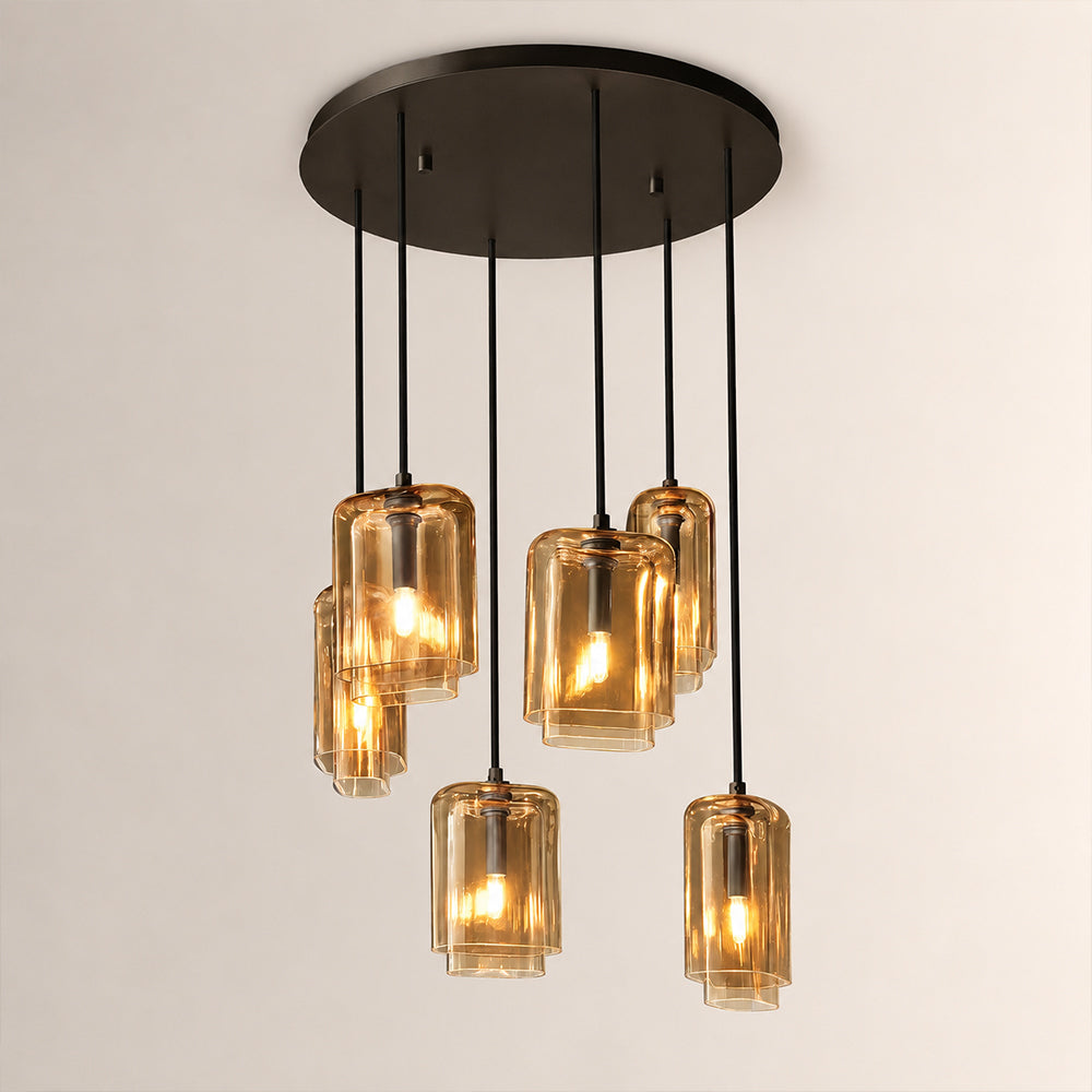 Lacore Amber Glass Cluster Chandelier