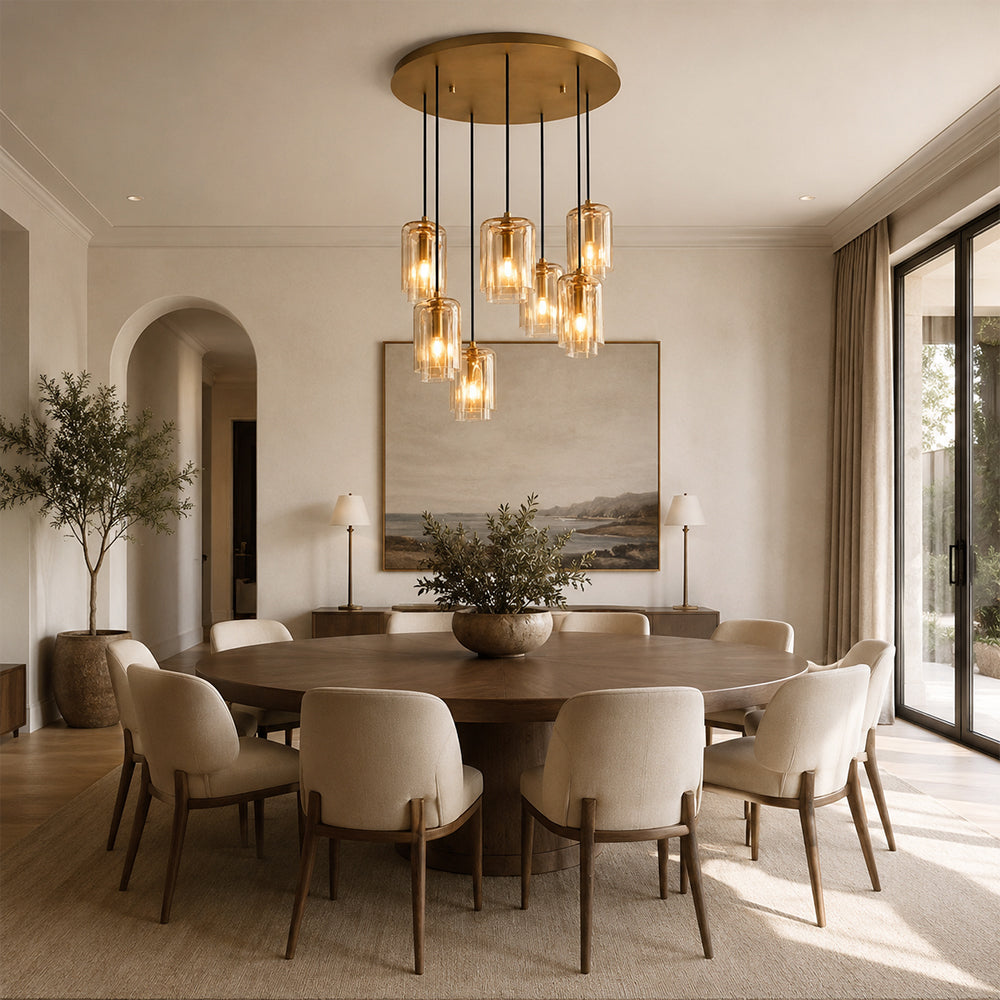 Lacore Amber Glass Cluster Chandelier