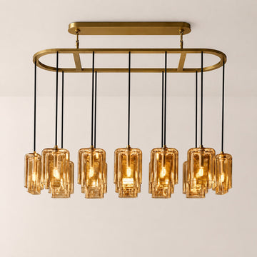 Lacore Amber Glass Linear Chandelier