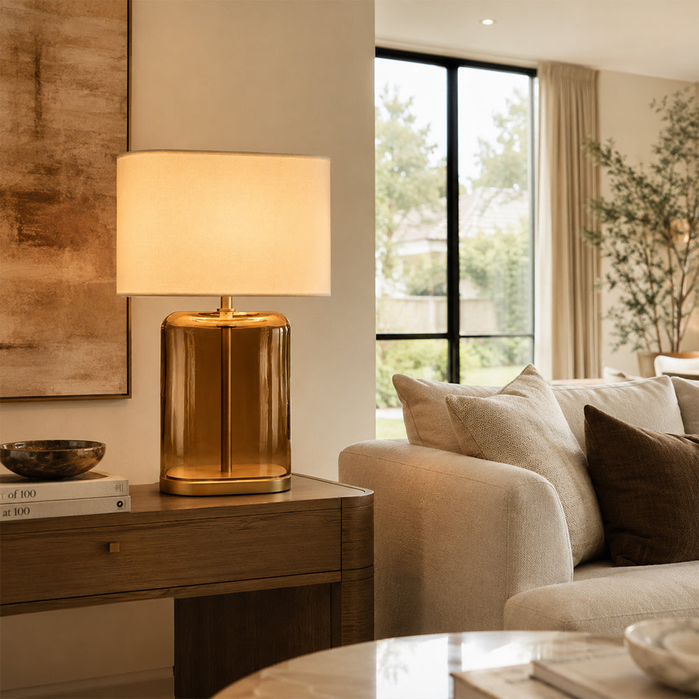 Lacore Amber Glass Table Lamp