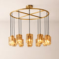Lacore Amber Glass Round Chandelier