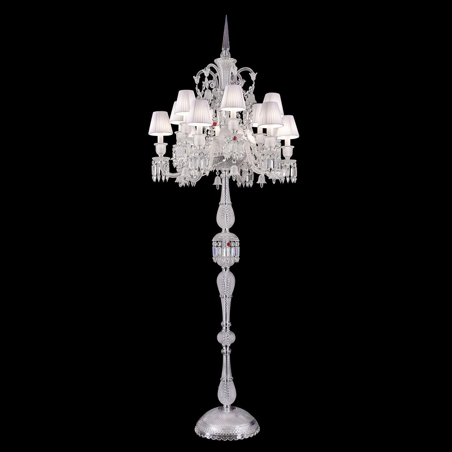 Baccarat Zénith Crystal Candelabra With Fabric Shade - King Lamps