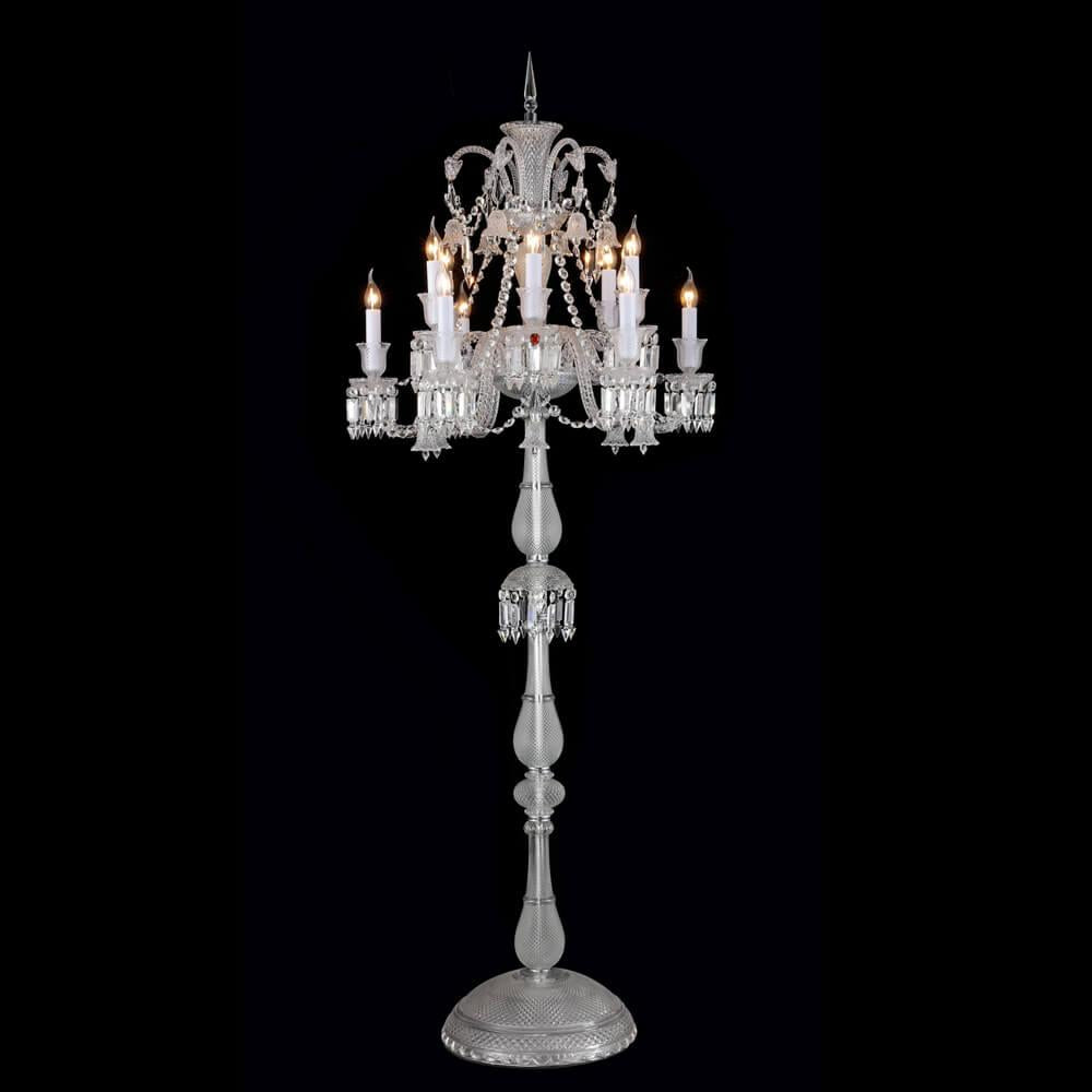 Baccarat Zénith Crystal Candelabra With Fabric Shade - King Lamps